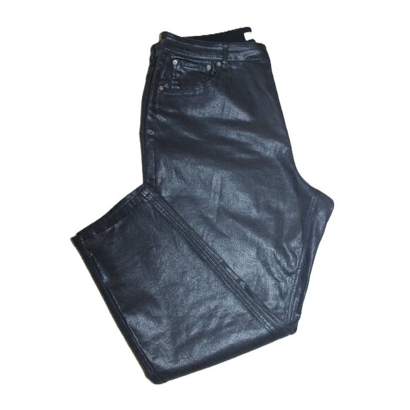 nwot ASOS Curve, High-Rise Farleigh Mom Jeans in Coated Black - Size 16W - Picture 10 of 11